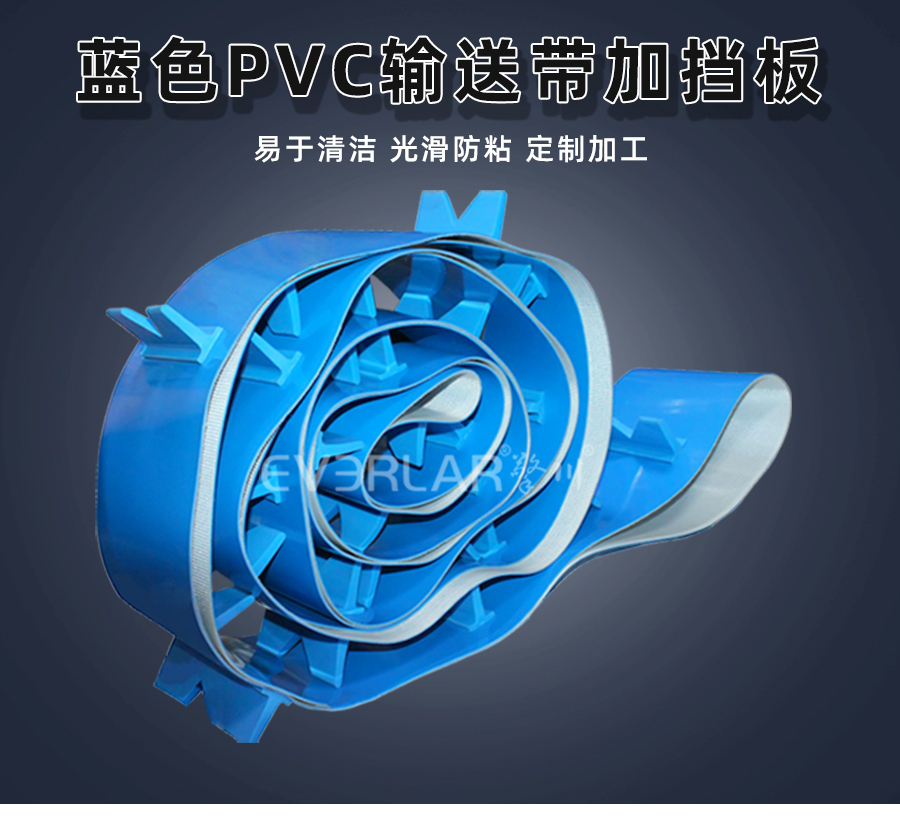 藍(lán)色PVC<a href='http://www.m.szfulaite.com/shusongdai/' target='_blank'><u>輸送帶</u></a>加擋板