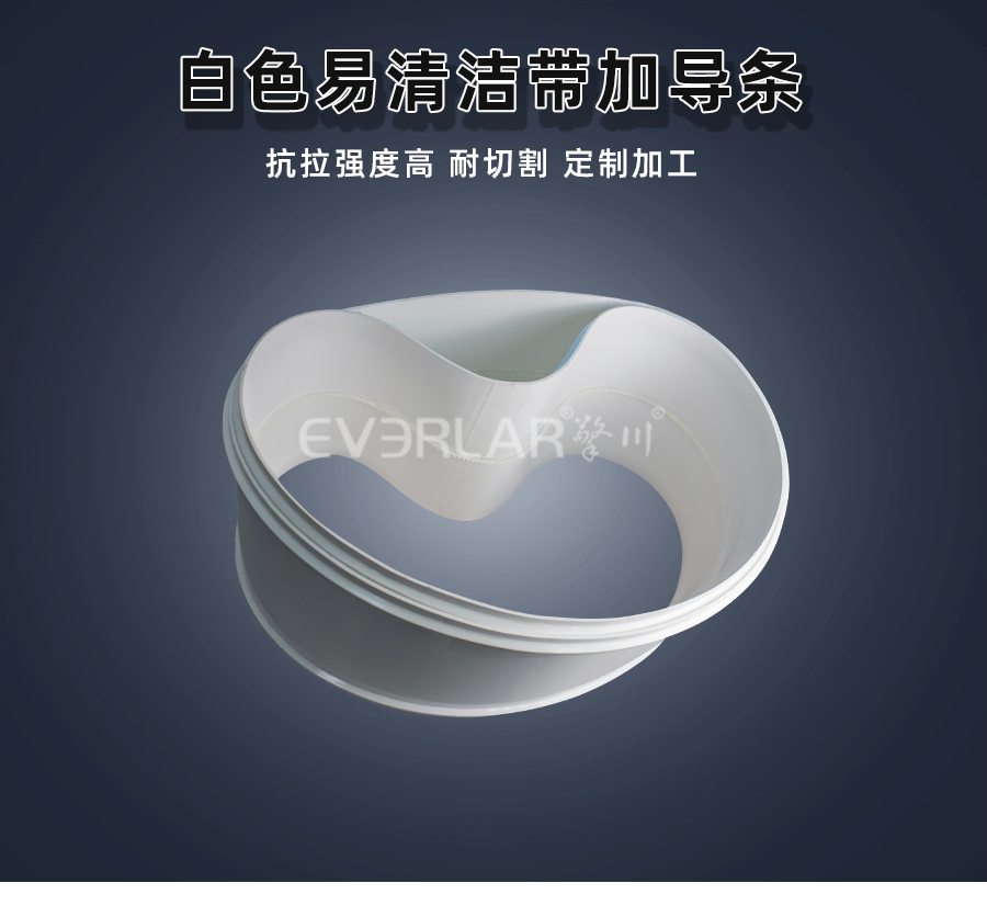 白色PU易清潔<a href='http://www.m.szfulaite.com/shusongdai/' target='_blank'><u>輸送帶</u></a>加導(dǎo)條詳情01