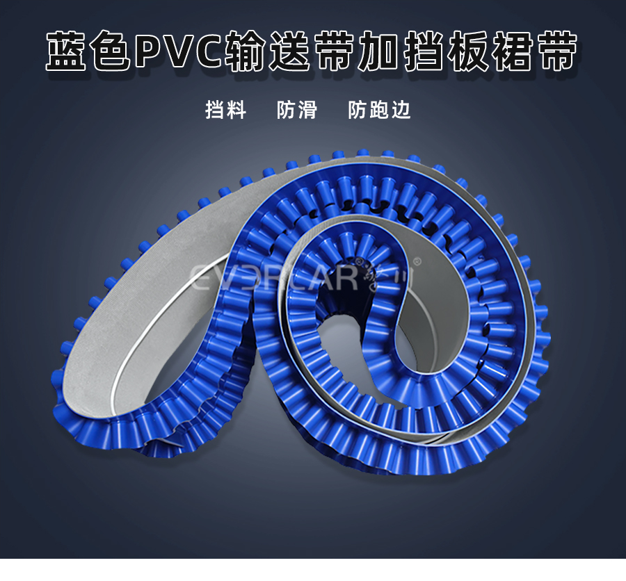 藍(lán)色PVC<a href='http://www.m.szfulaite.com/shusongdai/' target='_blank'><u>輸送帶</u></a>加擋板裙帶詳情01